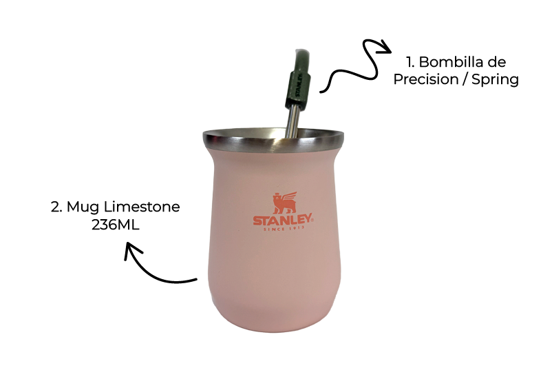 Combo Stanley para amantes del mate en casa o en la oficina | Bombilla de precisión para Mate + Mate Mug 236ml