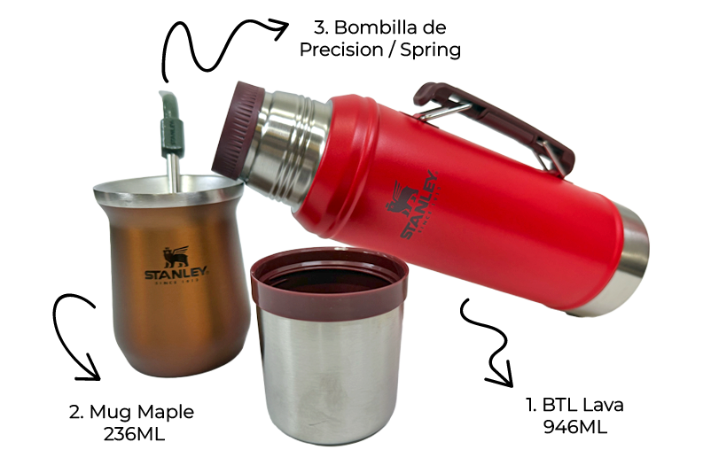 Combo Stanley para los amantes del mate en casa o en la oficina | BTL Lava 946ml o 1.4L + Bombilla de precisión para Mate + Mate Mug 236ml