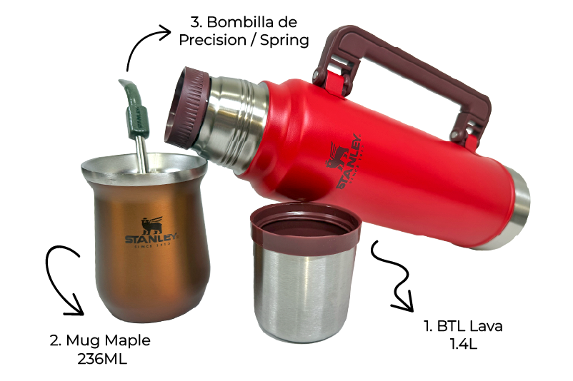 Combo Stanley para los amantes del mate en casa o en la oficina | BTL Lava 946ml o 1.4L + Bombilla de precisión para Mate + Mate Mug 236ml
