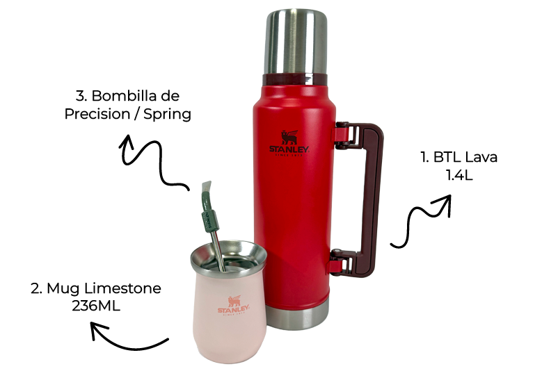 Combo Stanley para los amantes del mate en casa o en la oficina | BTL Lava 946ml o 1.4L + Bombilla de precisión para Mate + Mate Mug 236ml