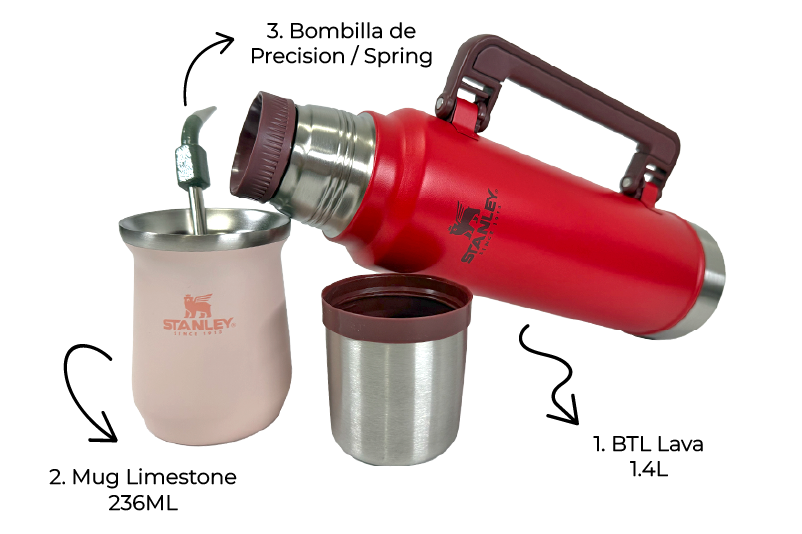 Combo Stanley para los amantes del mate en casa o en la oficina | BTL Lava 946ml o 1.4L + Bombilla de precisión para Mate + Mate Mug 236ml