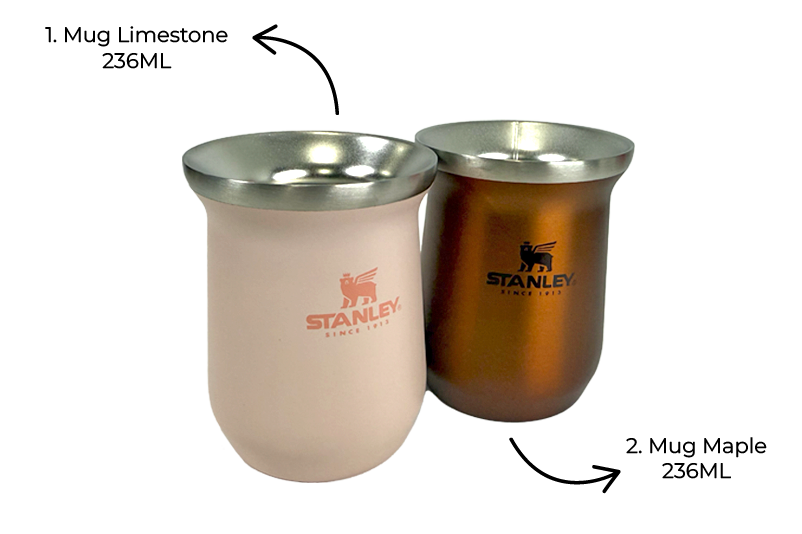 Combo Stanley para las parejas o amigos amantes de las bebidas frías o calientes | Mate Mug Maple 236ml + Mate Mug Limestone 236ml